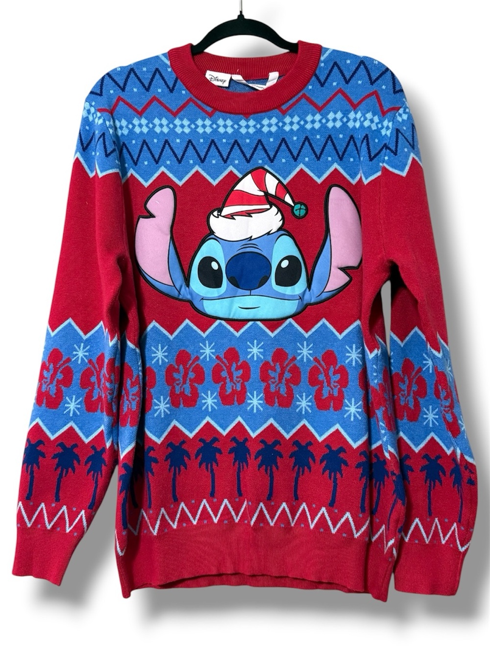 Disney Stitch Christmas Sweater medium men’s Funny Holiday Long Sleeve Crew Neck